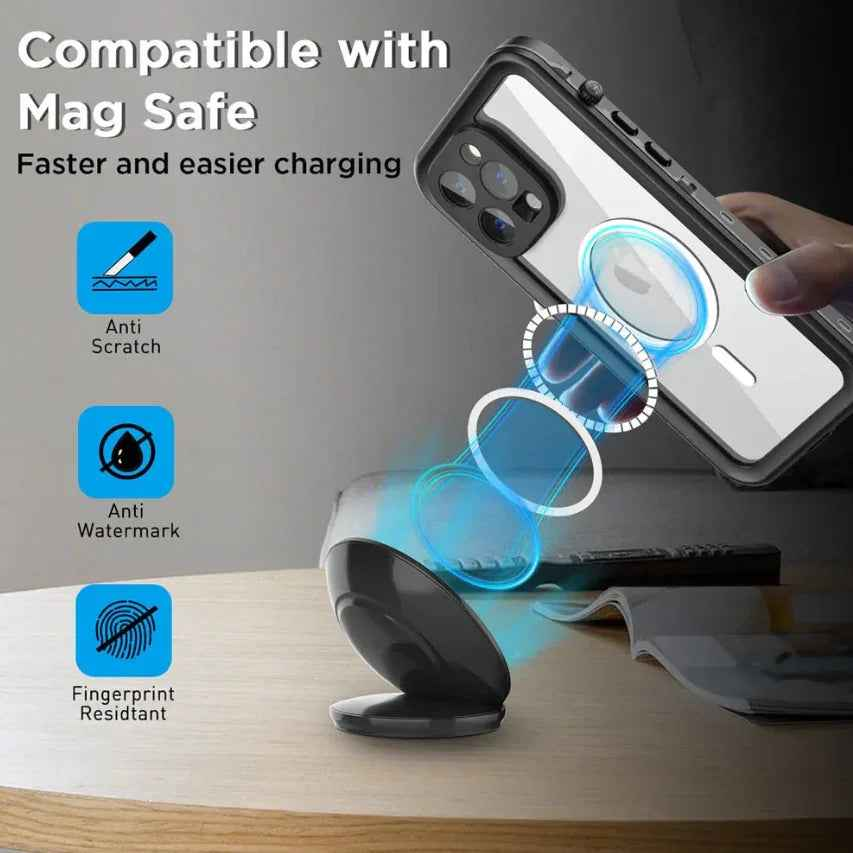 Redpepper MagSafe waterproof shockproof case for iPhone 15 Pro Max, durable mobile phone cover with protection features.