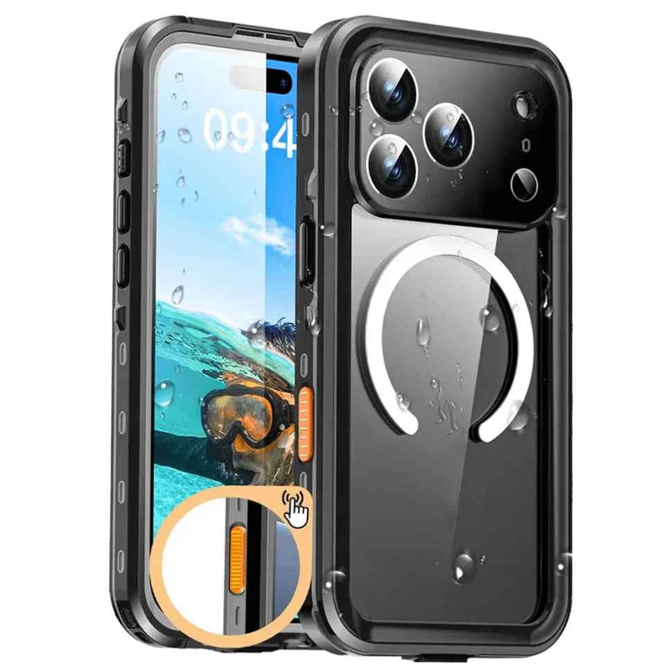 Techplus Redpepper MagSafe waterproof case for iPhone 17 Pro offers full protection with durable, splash-resistant design.