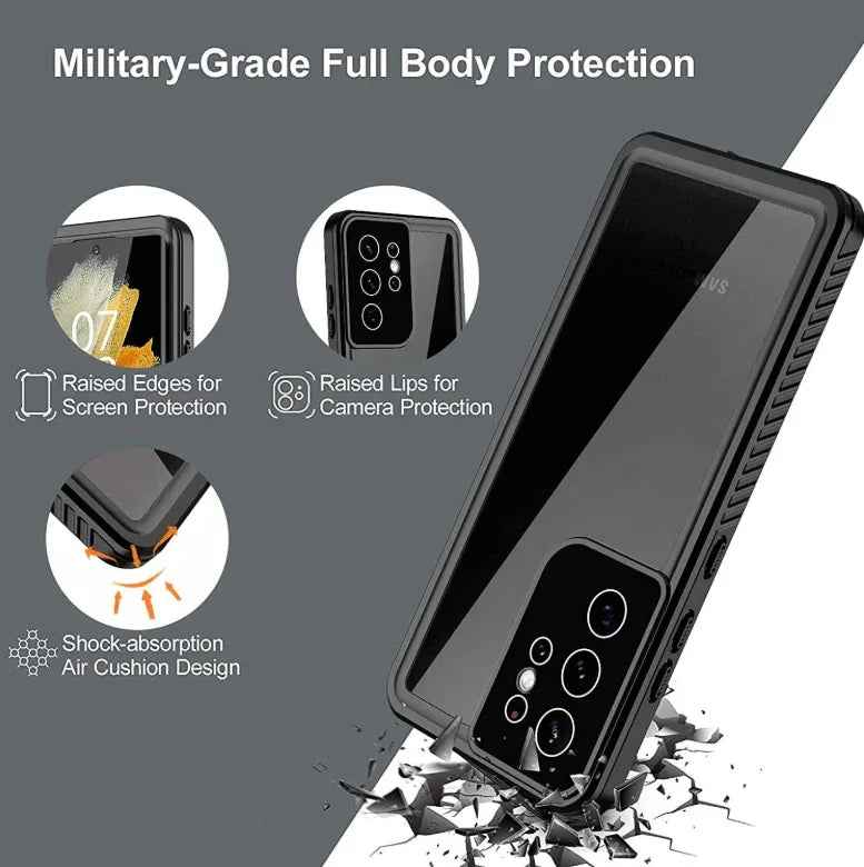 Techplus Redpepper Samsung S22 Ultra waterproof and shockproof phone case, durable mobile protection with a secure fit.