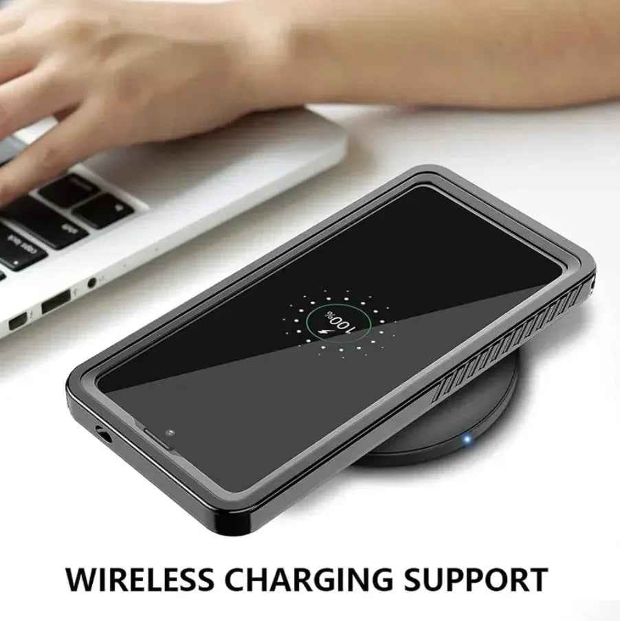 Redpepper waterproof case for Samsung S22 by TechPlus, showing the durable, transparent protective cover on the mobile phone.