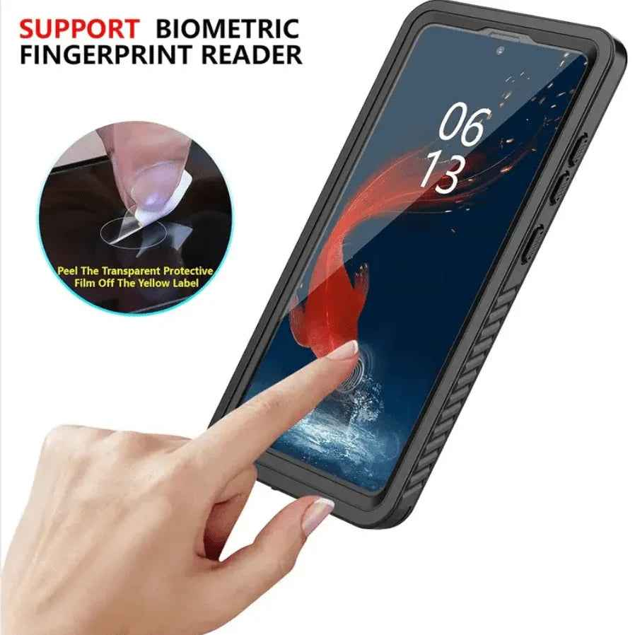 Techplus Redpepper waterproof case for Samsung S22, durable mobile phone case with transparent design and secure sealing.