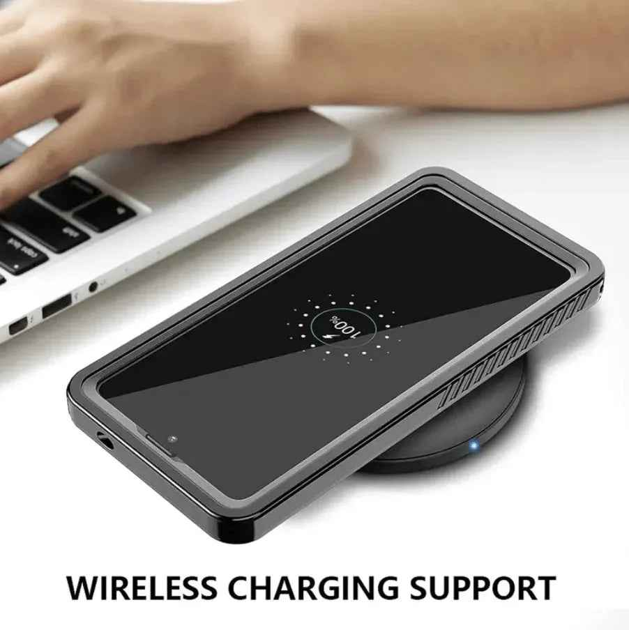 Redpepper waterproof case for Samsung S22 by TechPlus, showing a clear protective phone cover with reinforced edges and waterproof seal.
