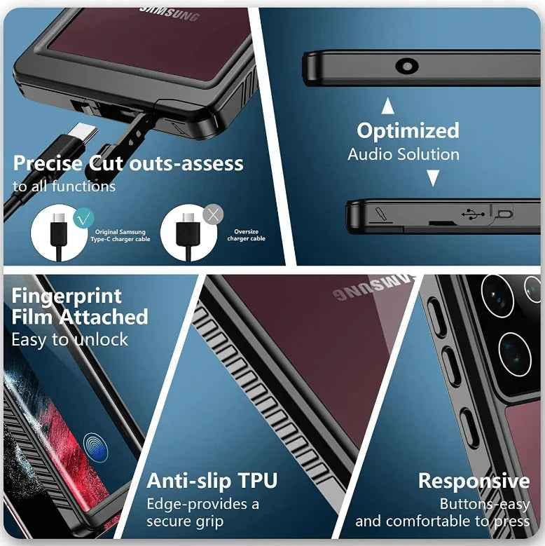 Techplus Redpepper waterproof case for Samsung S24 Ultra, full protection mobile phone case, durable and splash-resistant.