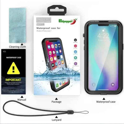 Clear waterproof and shockproof case for iPhone 16 Pro by techplus, showing the protective cover on the phone.
