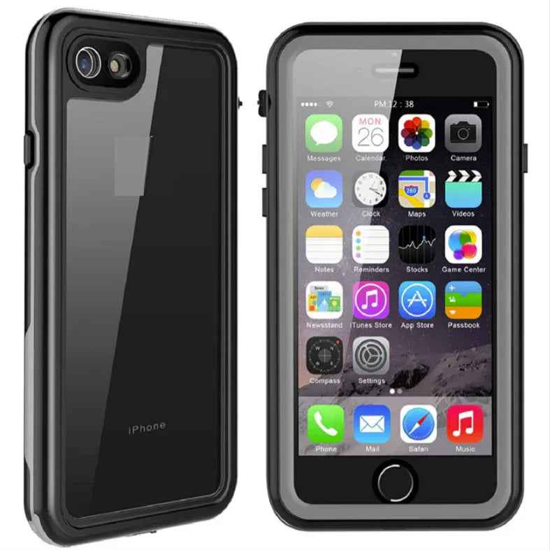 Techplus waterproof and shockproof iPhone SE case protecting the device with durable, clear material for all-around safety.