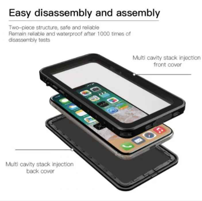 Techplus waterproof and shockproof iPhone SE case showing durable protective design and clear front and back panels.
