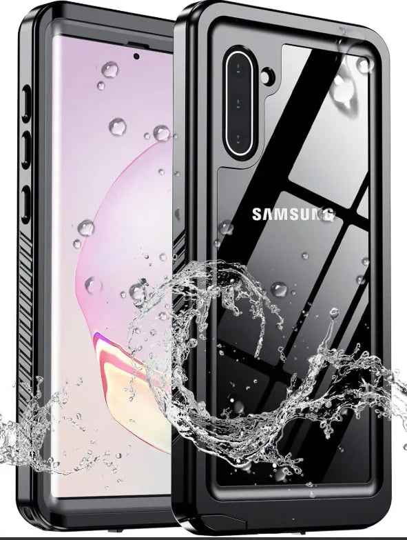Techplus waterproof and shockproof phone case for Samsung Galaxy Note 10, protecting the device from water and impact.