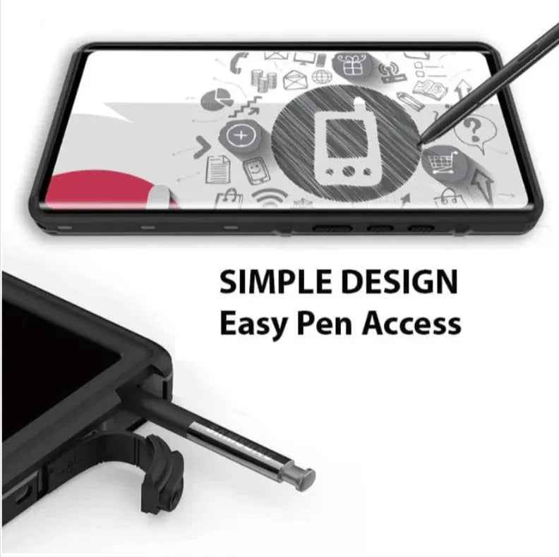 Techplus waterproof and shockproof case for Samsung Galaxy Note 10, showing durable protective design and clear material.