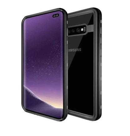 Techplus waterproof shockproof case for Samsung Galaxy S10 Plus, showing the durable protective design and clear front cover.