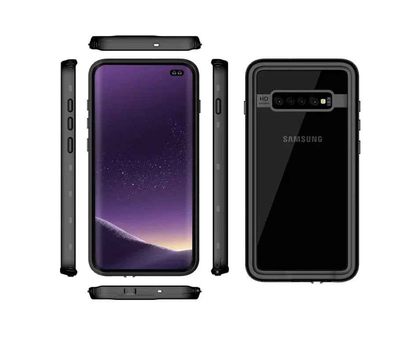 Techplus waterproof shockproof case for Samsung Galaxy S10 Plus, showing the durable protective design and clear front cover.
