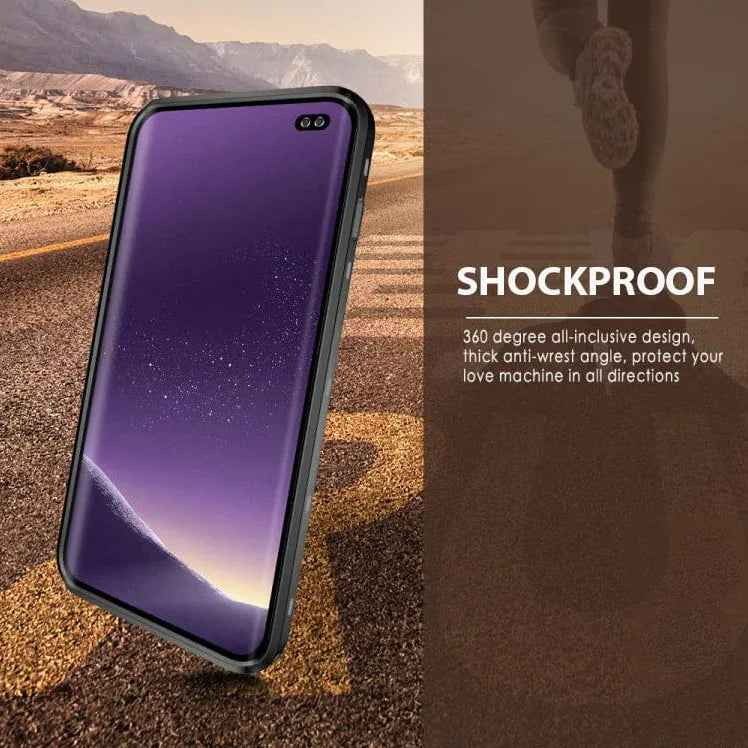 Techplus waterproof shockproof case for Samsung Galaxy S10 Plus, showing durable protective design and clear front cover.