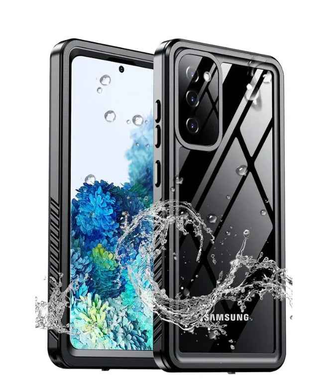 Techplus waterproof and shockproof phone case for Samsung Galaxy S20 Plus, showing durable protective design and clear front cover.