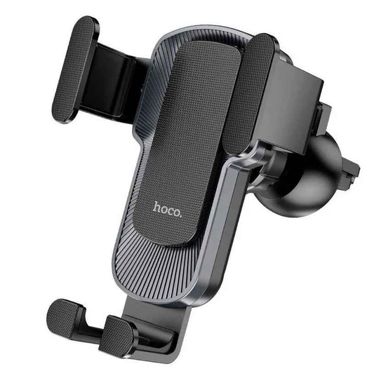 Techplus Hoco CA103 gravity car air vent phone holder with automatic clamp for 4.5 to 7-inch smartphones, mounted on car air vent.