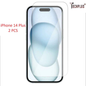 Techplus iPhone 14 Plus glass screen protectors, 2-pack, showing clear, tempered glass covers for the iPhone 14 Plus screen protection