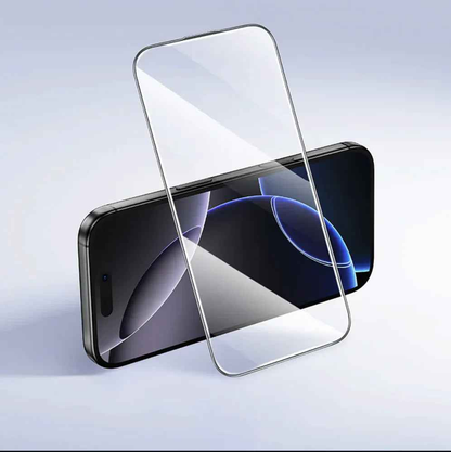 Two TechPlus glass screen protectors for iPhone 14 Plus, designed to shield the screen from scratches and impacts.