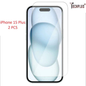Techplus iPhone 15 Plus glass screen protectors, 2-pack, designed to shield the phone's display from scratches and cracks.