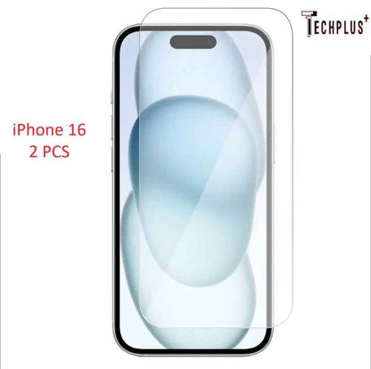 Techplus iPhone 16 glass screen protectors, 2-pack, clear and durable screen protectors for iPhone 16.