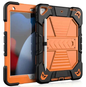 Techplus rugged black iPad 10th/11th Gen case with shockproof cover, stand, and pencil holder for tablet protection and convenience.