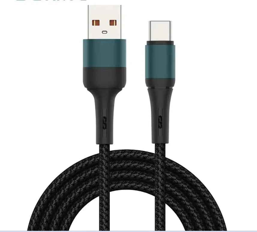 Techplus 1M nylon braided USB-C cable for fast charging and data transfer, designed for smartphones and compatible devices.