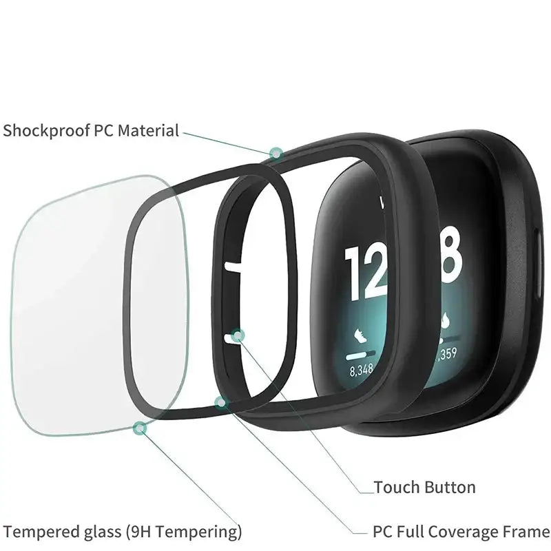 Tempered Glass Case for the Fitbit Sense Habicare