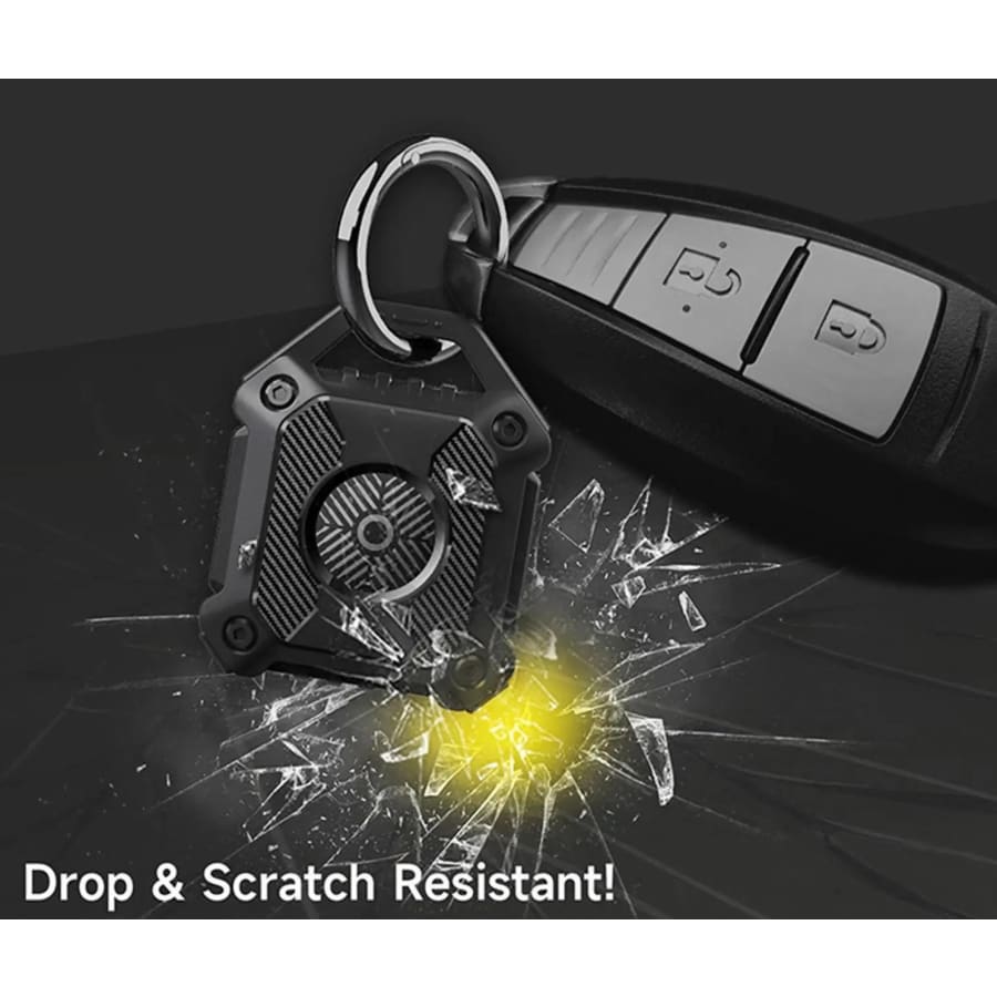 Waterproof Apple Air Tag holder in black, designed to securely protect and track your Air Tag with a durable waterproof cover.