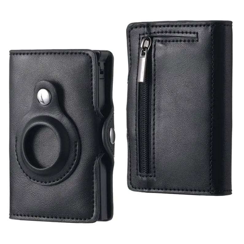 Brown wallet case for Apple AirTag, designed to securely hold and protect the AirTag in a stylish, compact accessory.