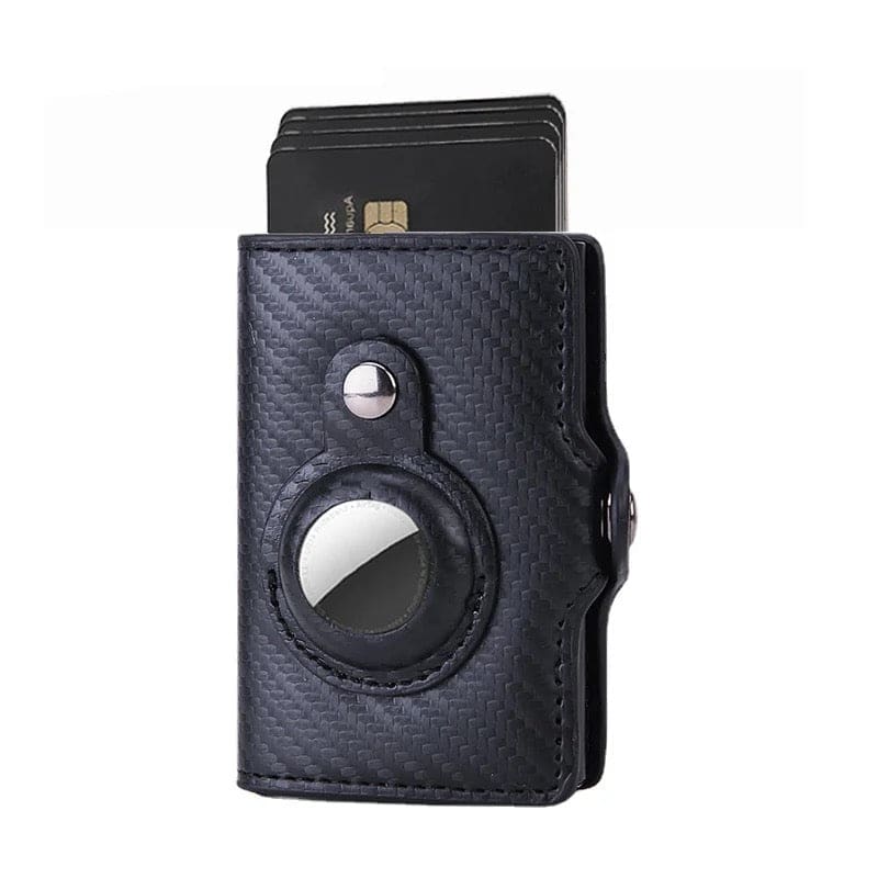 Brown wallet case for Apple Air Tag by That Watch Shop, designed to securely hold and protect the Air Tag device.