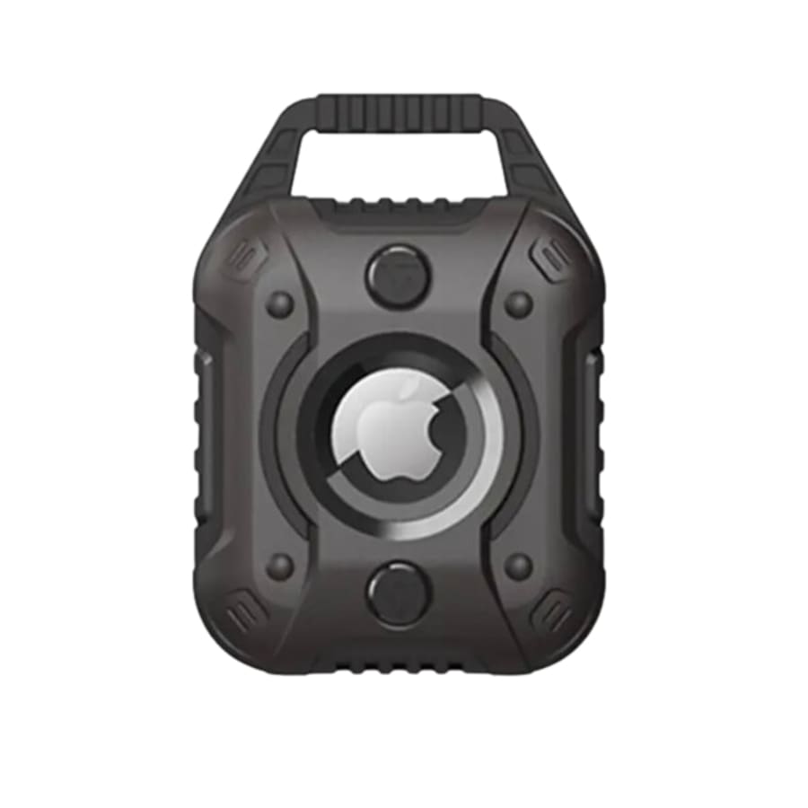 Red rugged Apple AirTag holder by That Watch Shop, designed to securely attach to keys or bags, available in six colors.