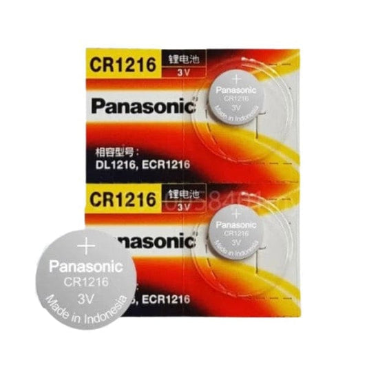 Panasonic CR1216 watch batteries in a 2-pack, small coin cell batteries for watches and small electronic devices.