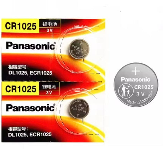 Two Panasonic CR1025 watch batteries in a pack, compatible with various watch models, from That Watch Shop.