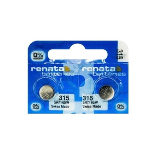 Pair of Renata 315 / SR716SW watch batteries from That Watch Shop, suitable for various watch models, shown in a 2-pack.