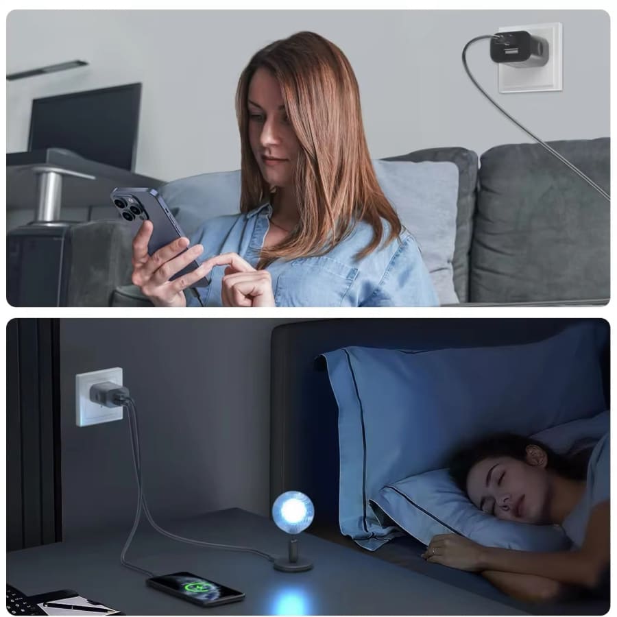Black dual USB power adapter wall plug for NZ and AUS outlets, compatible with chargers from That Watch Shop.