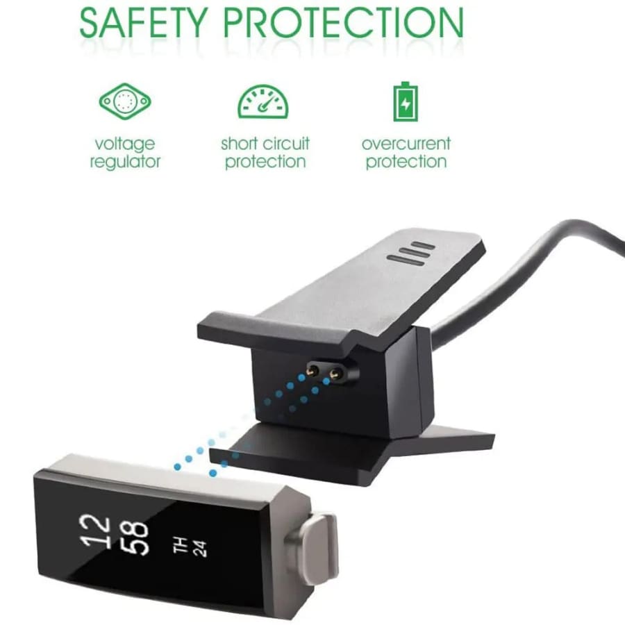 Black Fitbit Alta charger from That Watch Shop, compatible with Fitbit Alta fitness tracker, showing the charging cable and connector.