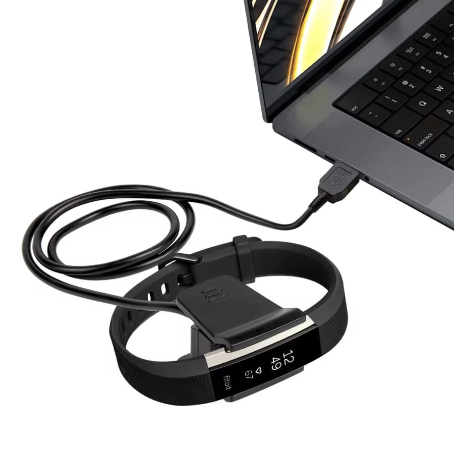 Fitbit Alta HR charger from That Watch Shop showing a compact charging dock with USB connection for fitness tracker.