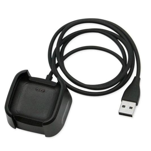 Black Fitbit Versa 2 charger compatible with That Watch Shop, designed for easy charging of Fitbit Versa 2 smartwatch.