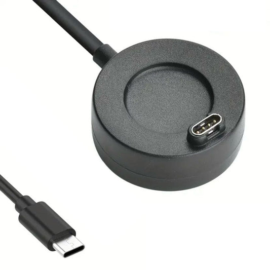 Garmin watch charger dock with Type C connector, compatible with Garmin smartwatches, designed for easy charging and secure connection.