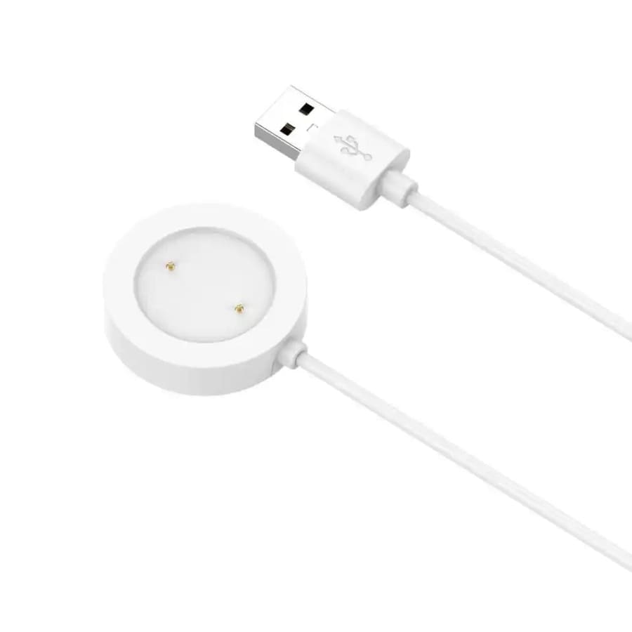 White charger for Xiaomi Mi S1 Active smartwatch, designed by That Watch Shop, charging cable with compatible connector.