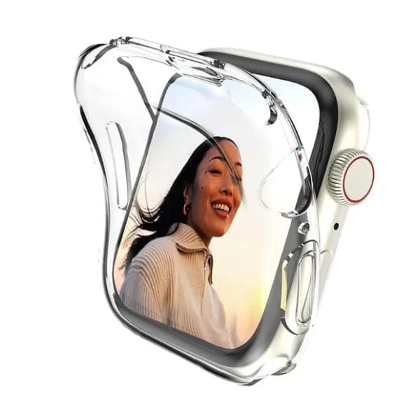 Clear protective case for Apple Watch Series 8 41mm from That Watch Shop, designed to shield and showcase the watch.