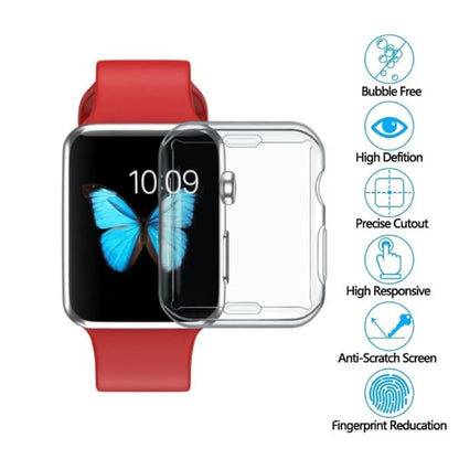 Clear protective case for Apple Watch Series 8 41mm, designed by That Watch Shop, showing the watch inside the transparent case.