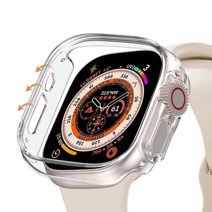 Clear protective case for Apple Watch Ultra 3 (49mm), made by That Watch Shop, showcasing the slim, transparent design fitting the watch.