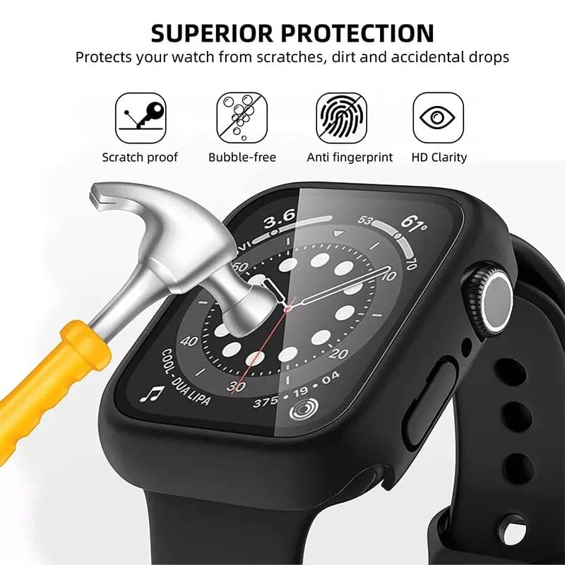Navy protective watch case for 1st gen Apple Watch 38mm, made by That Watch Shop, showing the snug fit and durable design.