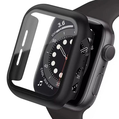 Black protective watch case for Apple Watch Series 1 (38mm), designed to safeguard and fit securely around the watch.