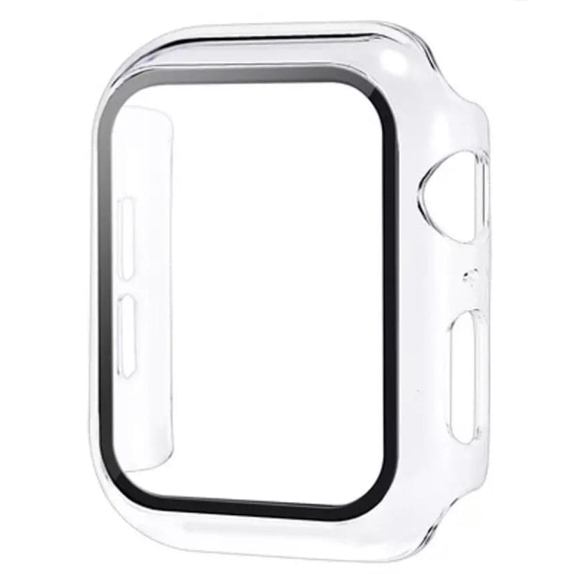 Clear protective case for Apple Watch Series 3 (38mm), transparent watch case by That Watch Shop, shown on a smartwatch.