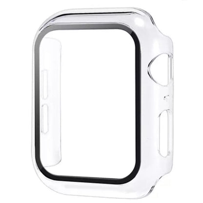 Clear protective case for Apple Watch Series 3 (38mm), transparent watch case by That Watch Shop, shown on a smartwatch.
