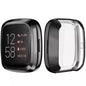 Black protective watch case for Fitbit Sense from That Watch Shop, designed to safeguard the smartwatch.