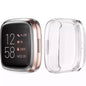 Clear protective watch case for Fitbit Versa 1 by That Watch Shop, showing a snug fit around the smartwatch.