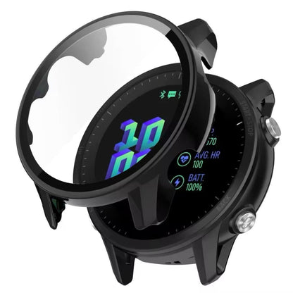 Black protective watch case for Garmin Forerunner 955, designed to safeguard the smartwatch from scratches and impacts.