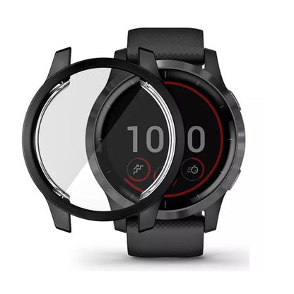 Black protective watch case for Garmin Venu 2 by That Watch Shop, designed to shield and safeguard the smartwatch.