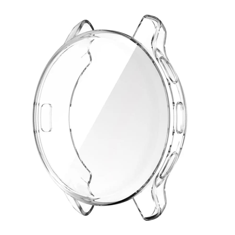 Clear protective watch case for Garmin Venu 2 Plus, designed to shield the smartwatch from scratches and impacts.