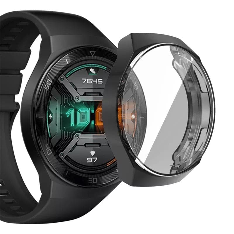 Black protective watch case for Huawei GT 2e Active from That Watch Shop, designed to safeguard the watch.
